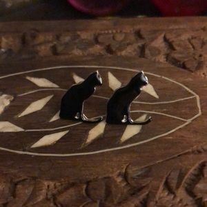 Black Cat Stud Earrings